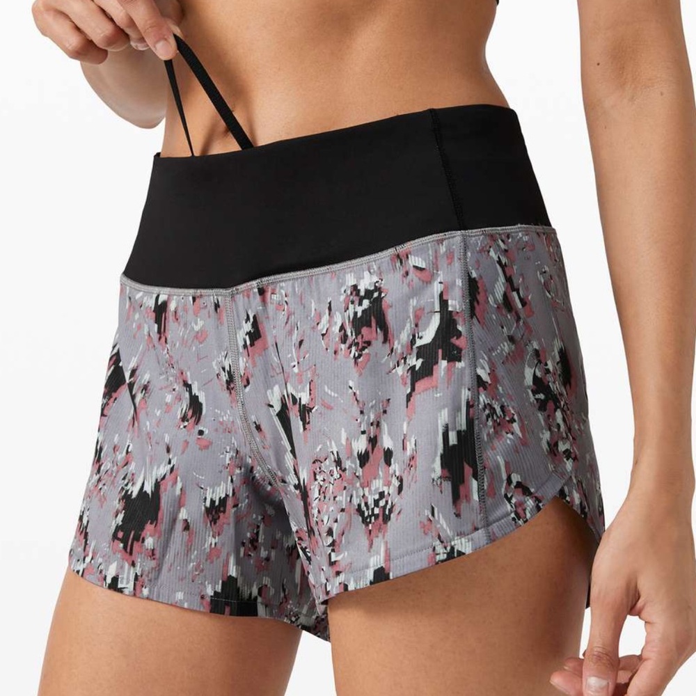 LULULEMON Speed Up Shorts 4” Floral Flux Multi Black Liner Pocket Zipper Key 10